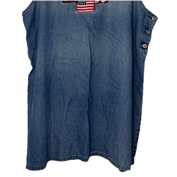 Lindsey Michele Denim Dress Jumper Sz 3 X Patriotic Side Buttons - Picture 3 of 9